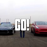 Strange Drag Race of Tesla Model Y and Chevrolet Corvette C8