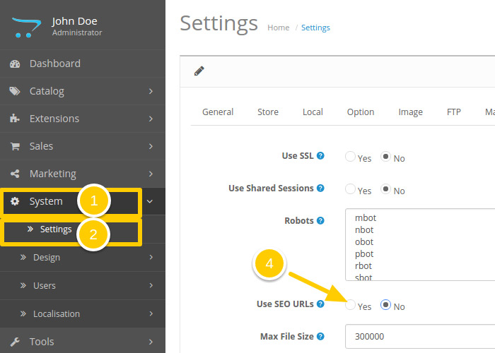 Clean URLs for search engines in OpenCart