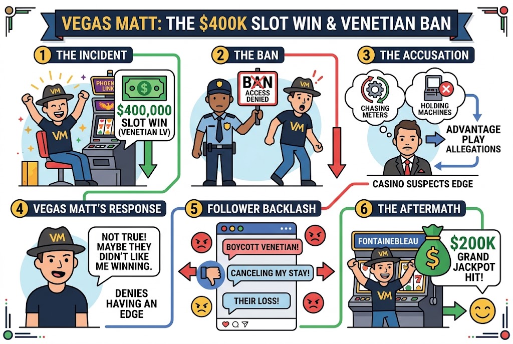 Vegas Matt Banned From Venetian After $400K Slot Win: Inside the Controversy